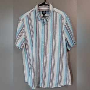 St. John's Bay Men's Striped‎ Button Down Shirt - Blue, White, and Gray